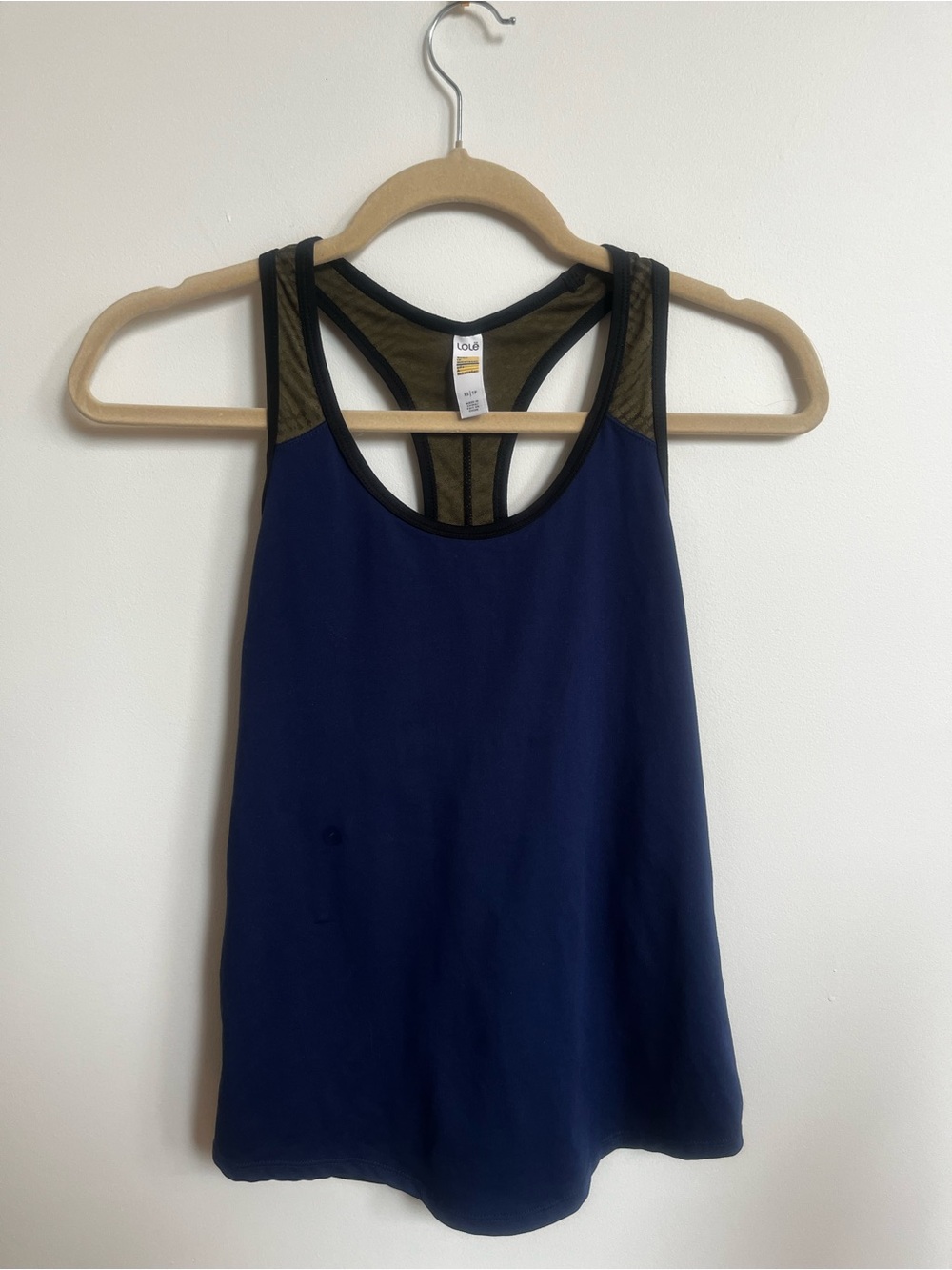 Lole Navy Tank with Olive Mesh Racerback